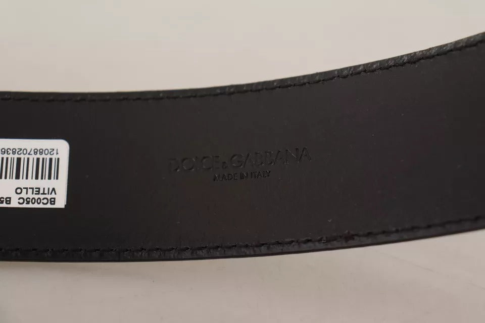 Ceinture Dolce &amp; Gabbana en cuir marron foncé avec boucle en métal gravée du logo
