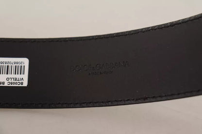Ceinture Dolce &amp; Gabbana en cuir marron foncé avec boucle en métal gravée du logo