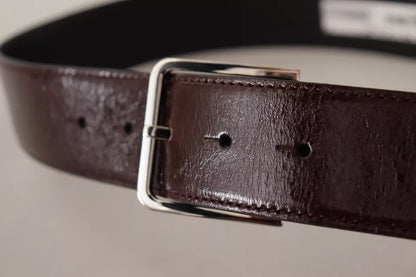 Ceinture Dolce &amp; Gabbana en cuir marron foncé avec boucle en métal gravée du logo