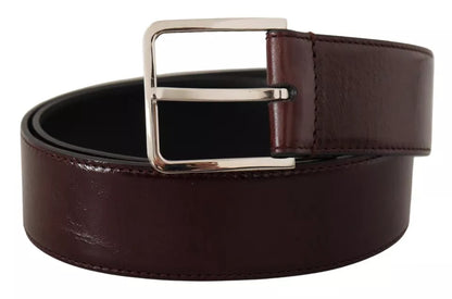 Ceinture Dolce &amp; Gabbana en cuir marron foncé avec boucle en métal gravée du logo