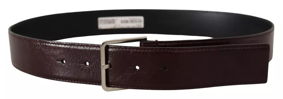 Ceinture Dolce &amp; Gabbana en cuir marron foncé avec boucle en métal gravée du logo