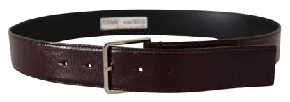 Ceinture Dolce &amp; Gabbana en cuir marron foncé avec boucle en métal gravée du logo