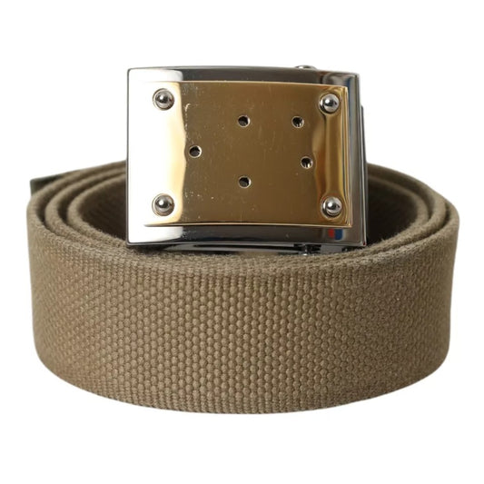 Ceinture pour homme Dolce &amp; Gabbana en toile marron avec boucle carrée en métal