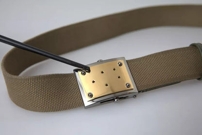 Ceinture pour homme Dolce &amp; Gabbana en toile marron avec boucle carrée en métal