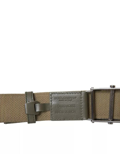 Ceinture pour homme Dolce &amp; Gabbana en toile marron avec boucle carrée en métal