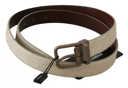 Ceinture en cuir beige crème Dolce &amp; Gabbana avec boucle dorée