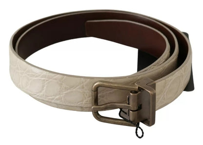 Ceinture en cuir beige crème Dolce &amp; Gabbana avec boucle dorée