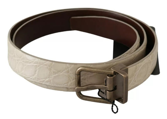 Ceinture en cuir beige crème Dolce &amp; Gabbana avec boucle dorée
