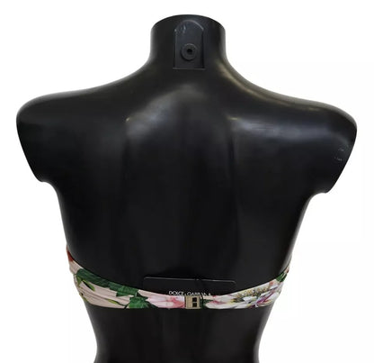 Haut de bikini de plage à imprimé floral rose Dolce &amp; Gabbana
