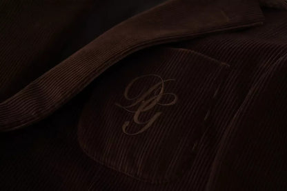 Manteau slim en velours côtelé marron Dolce &amp; Gabbana avec blazer à logo DG