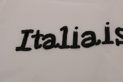 Chemisier blanc en soie à paillettes « Italia Is Love » de Dolce &amp; Gabbana