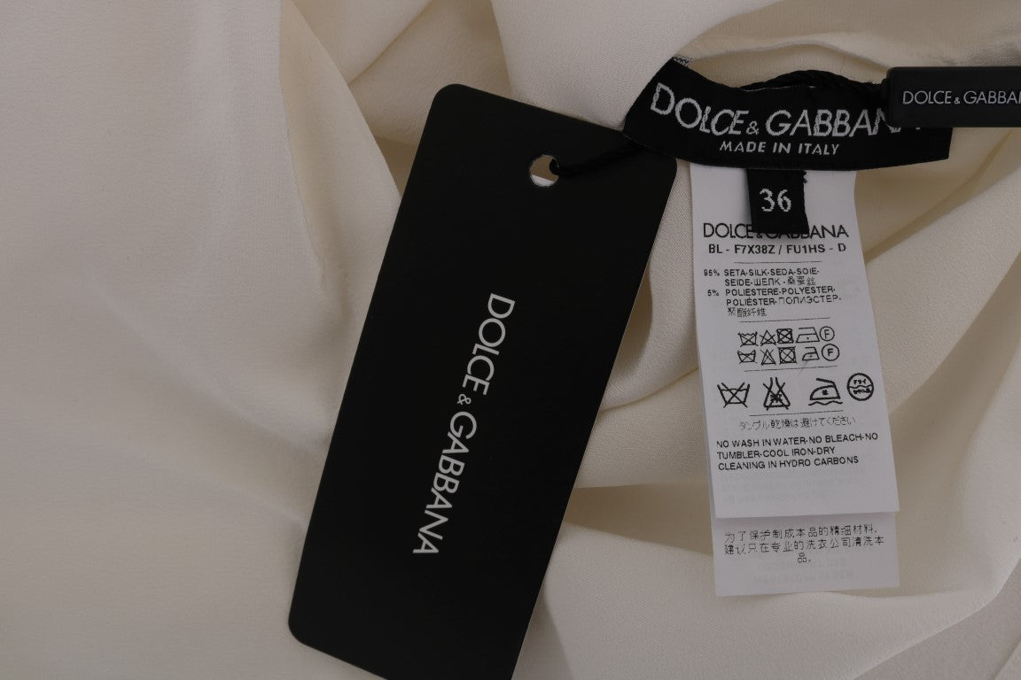 Chemisier blanc en soie à paillettes « Italia Is Love » de Dolce &amp; Gabbana