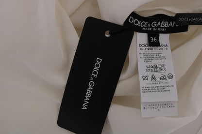 Chemisier blanc en soie à paillettes « Italia Is Love » de Dolce &amp; Gabbana