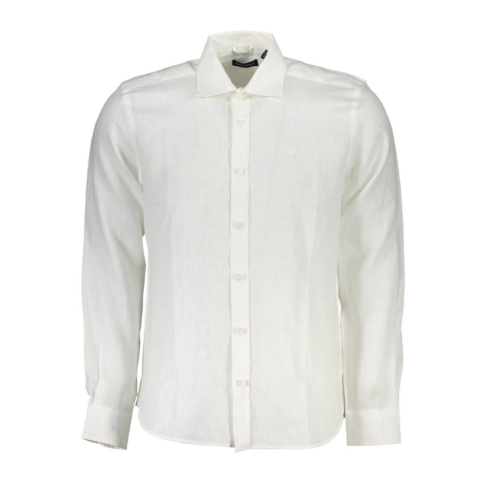 North Sails Elegant White Linen Long-Sleeved Shirt by North Sails