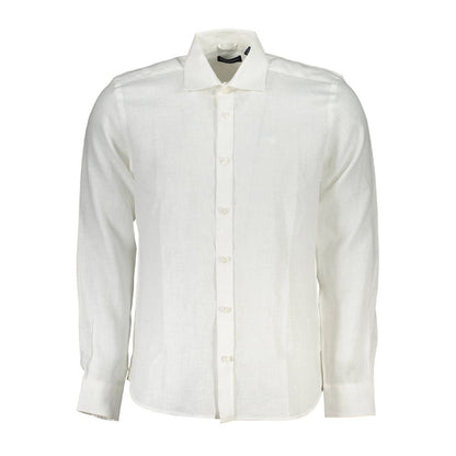 North Sails Elegant White Linen Long-Sleeved Shirt by North Sails