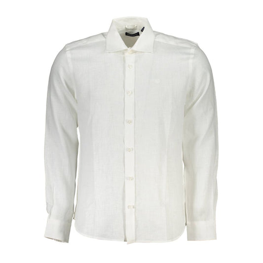 North Sails Elegant White Linen Long-Sleeved Shirt by North Sails