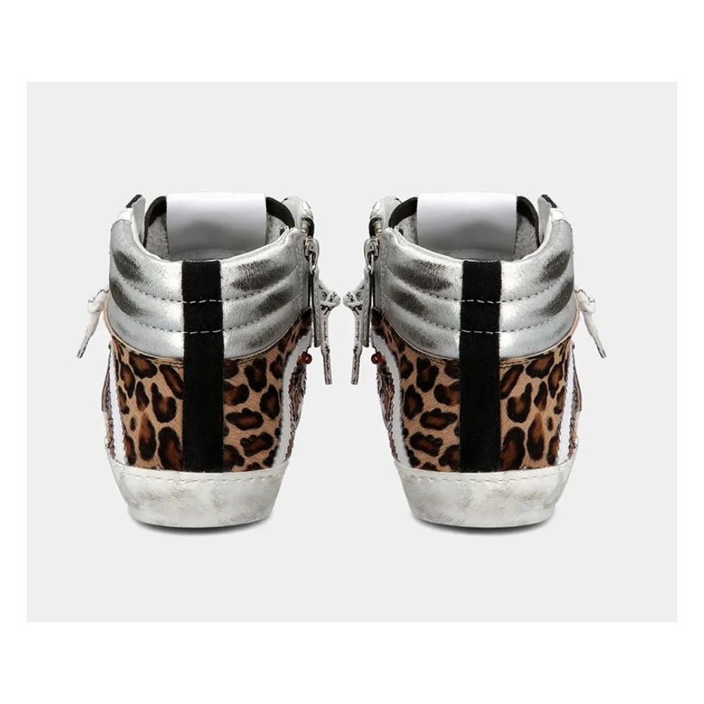 Baskets élégantes en cuir gris Philippe Model avec détails en paillettes