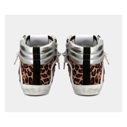 Baskets élégantes en cuir gris Philippe Model avec détails en paillettes