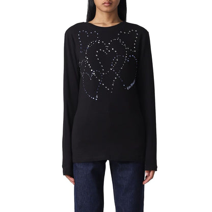 Love Moschino Rhinestone Heart Embellished Cotton Tee by Love Moschino
