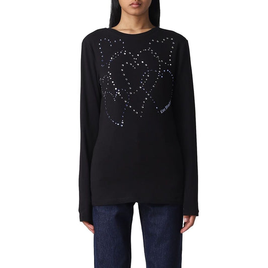 Love Moschino Rhinestone Heart Embellished Cotton Tee by Love Moschino