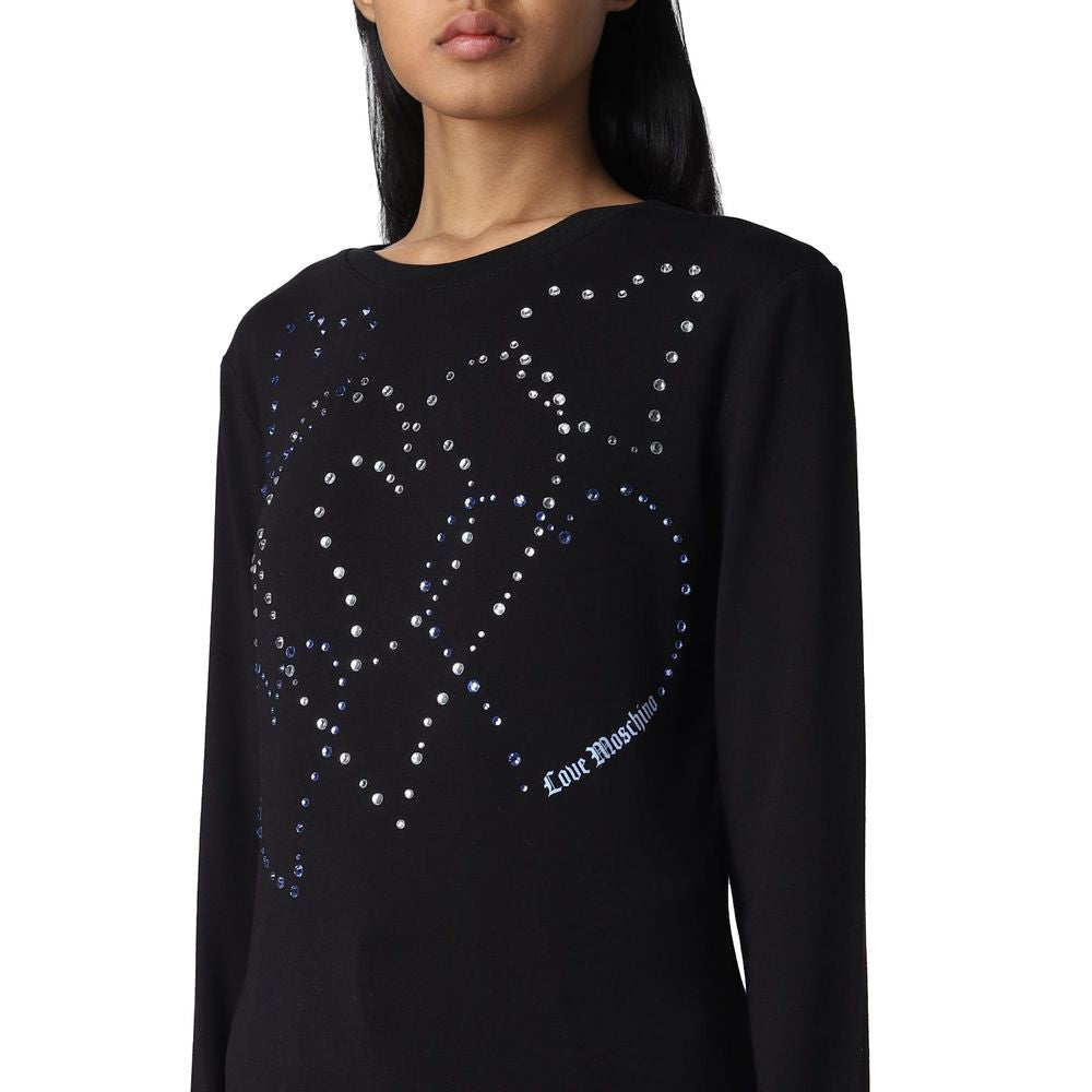 Love Moschino Rhinestone Heart Embellished Cotton Tee by Love Moschino