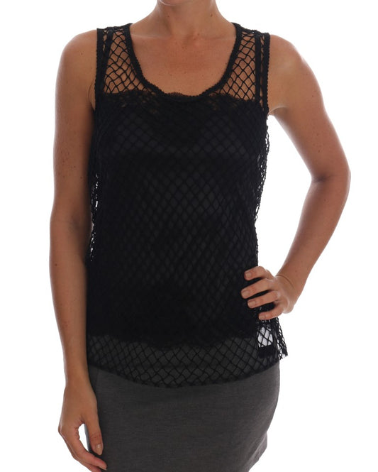 Dolce &amp; Gabbana - Chemisier camisole élégant sans manches en dentelle noire