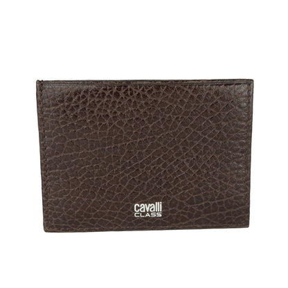 Porte-cartes Cavalli Class en cuir de veau marron pour homme