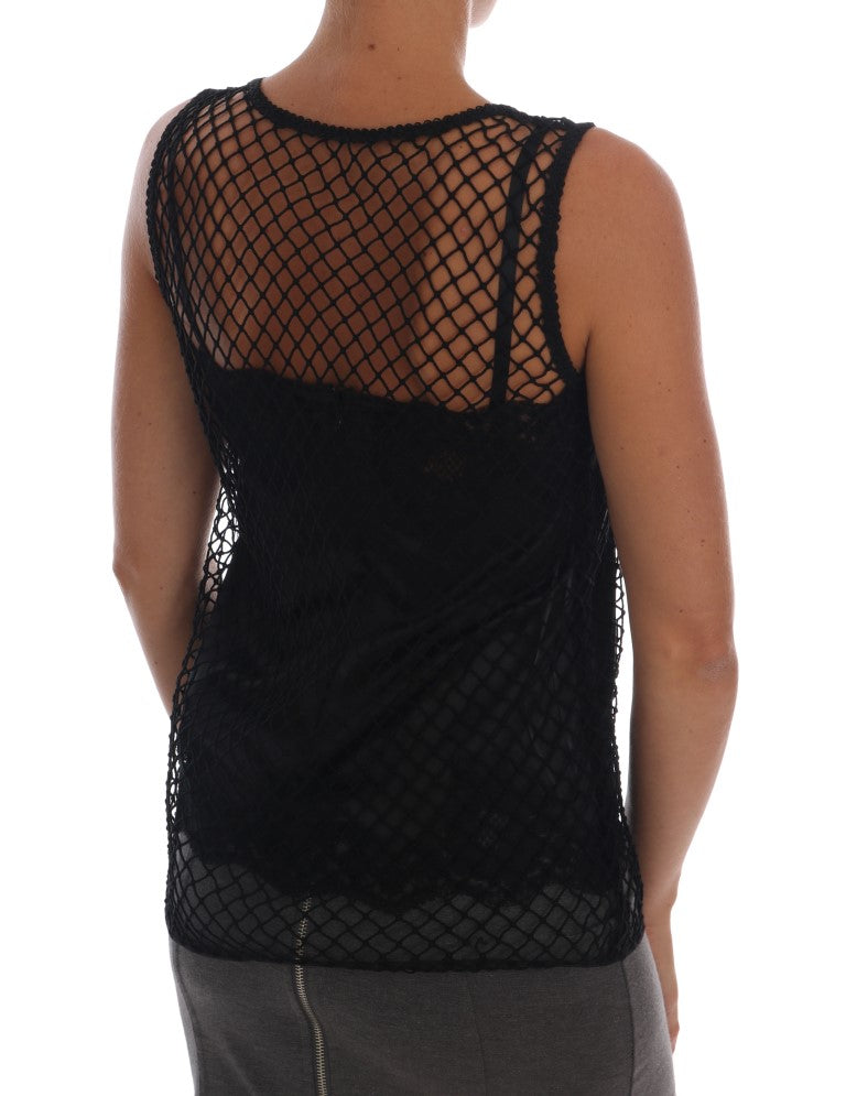Dolce &amp; Gabbana - Chemisier camisole élégant sans manches en dentelle noire