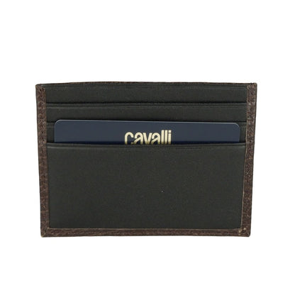 Porte-cartes Cavalli Class en cuir de veau marron pour homme