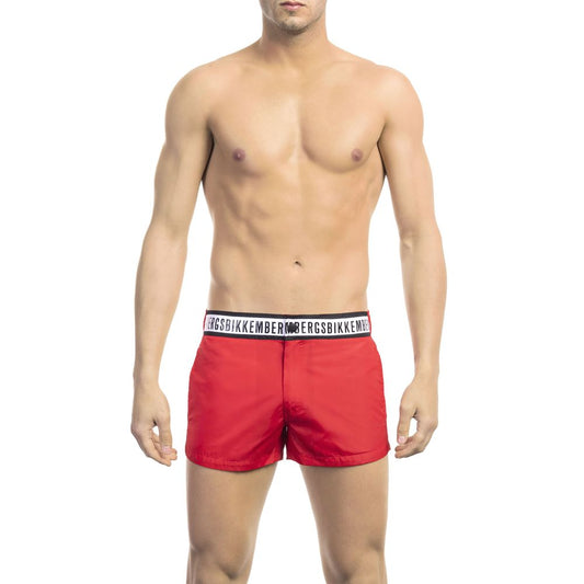 Short de bain Bikkembergs en polyamide rouge pour homme