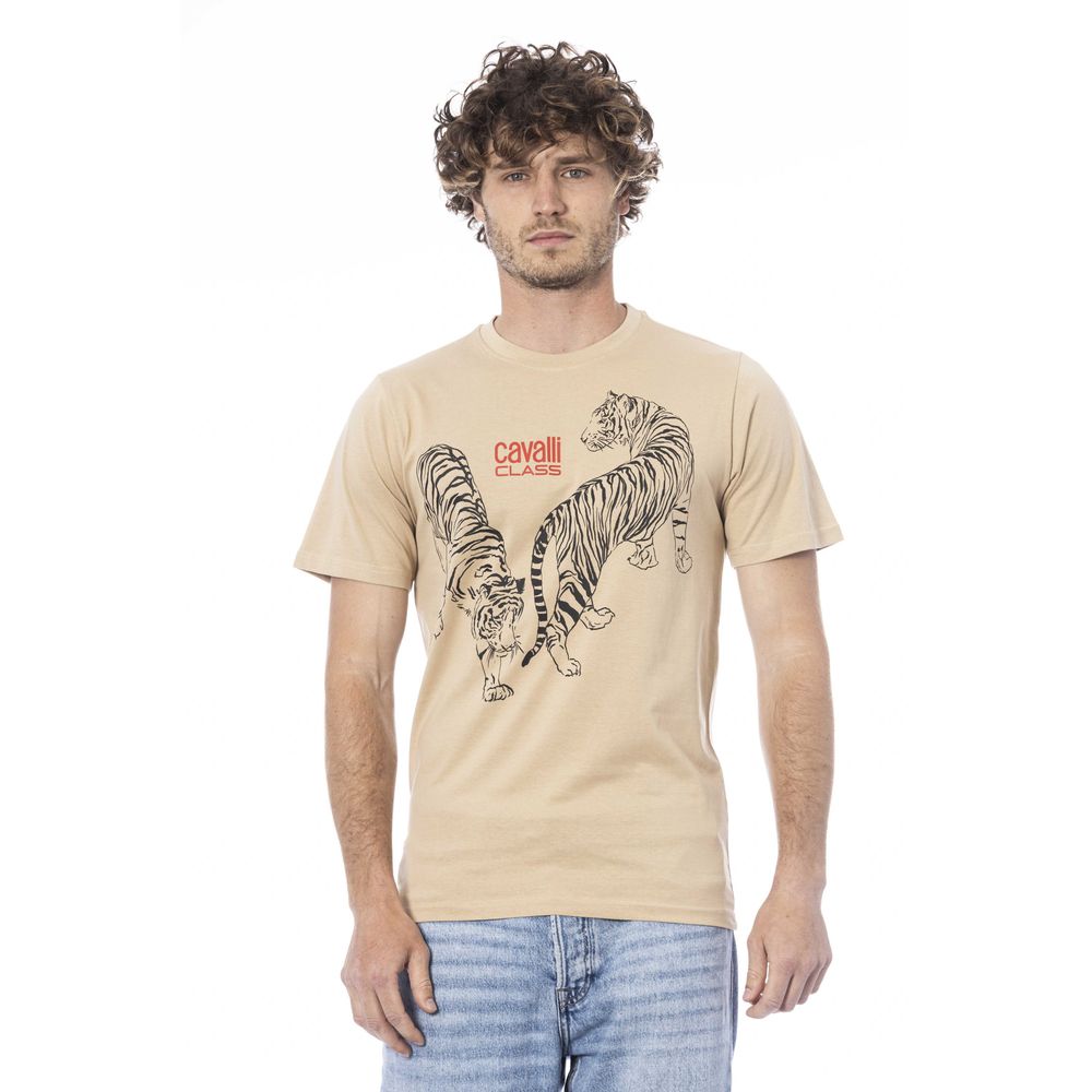 Cavalli Class Beige Cotton Men T-Shirt by Cavalli Class