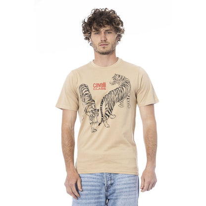 Cavalli Class Beige Cotton Men T-Shirt by Cavalli Class
