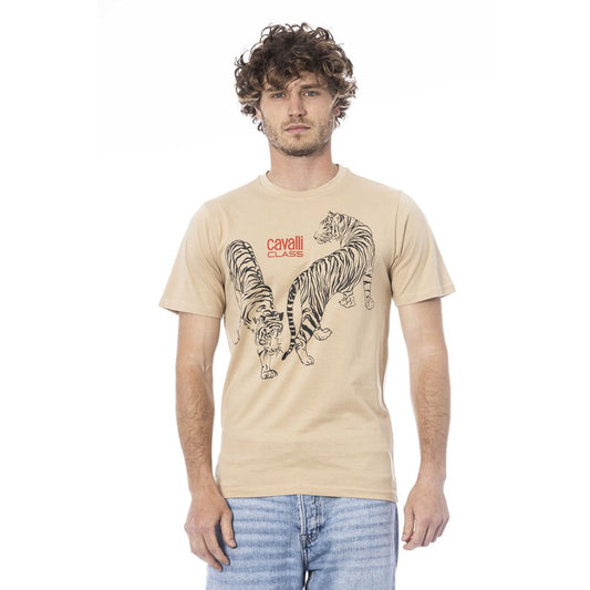 Cavalli Class Beige Cotton Men T-Shirt by Cavalli Class