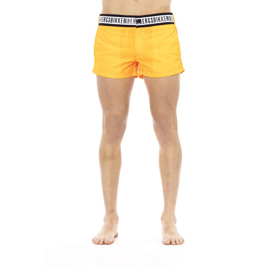 Short de bain Bikkembergs orange en polyamide pour homme