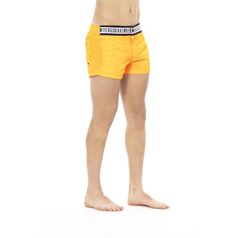 Short de bain Bikkembergs orange en polyamide pour homme