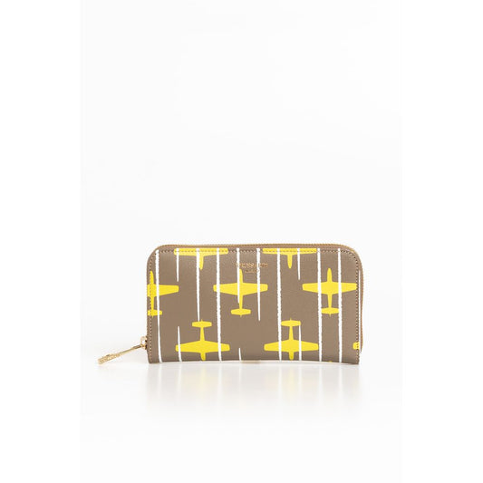 Portefeuille femme en cuir beige Trussardi
