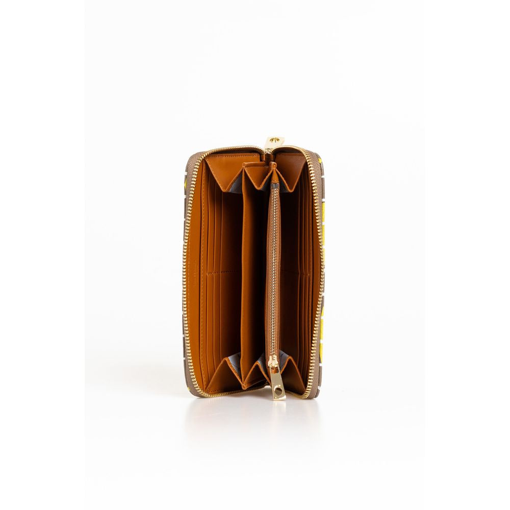 Portefeuille femme en cuir beige Trussardi