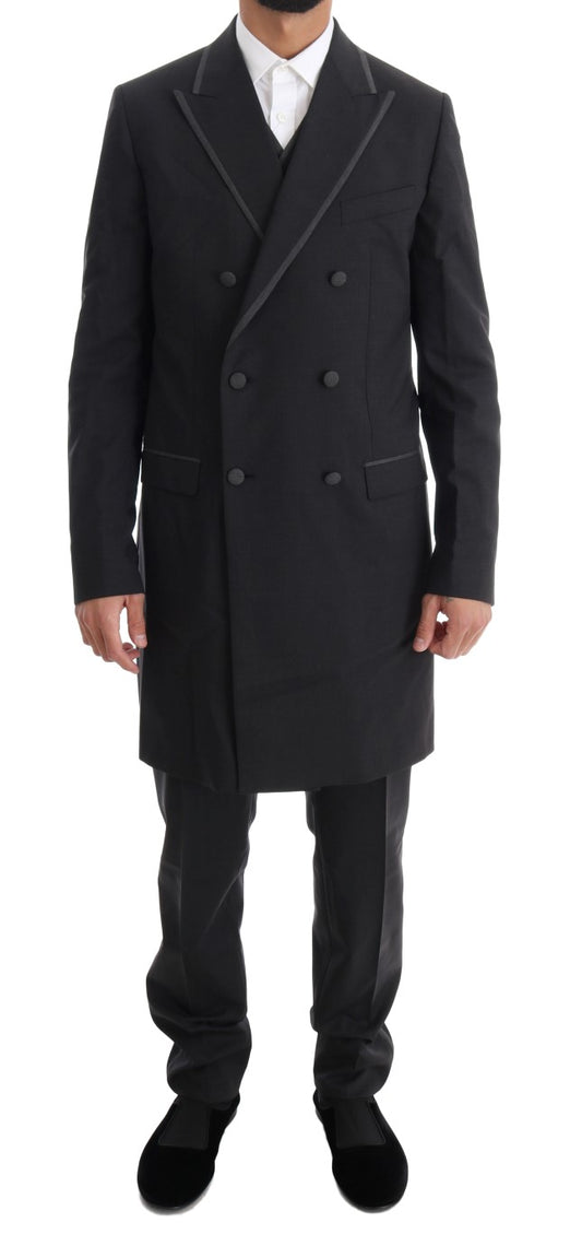 Costume croisé gris élégant en laine Dolce &amp; Gabbana