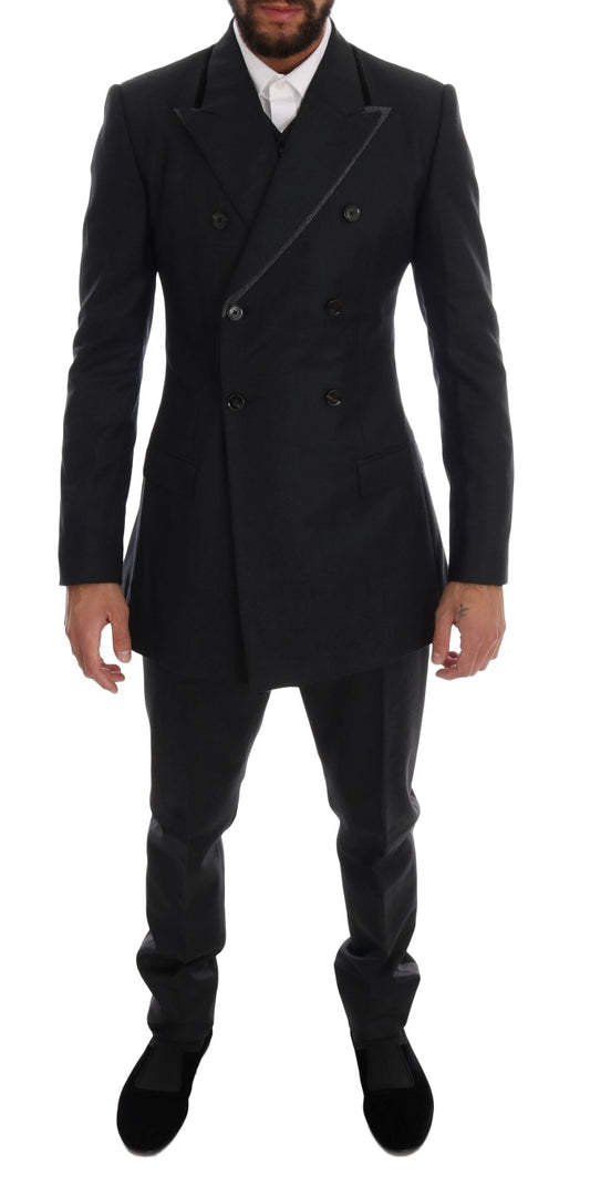 Costume croisé gris élégant en laine Dolce &amp; Gabbana