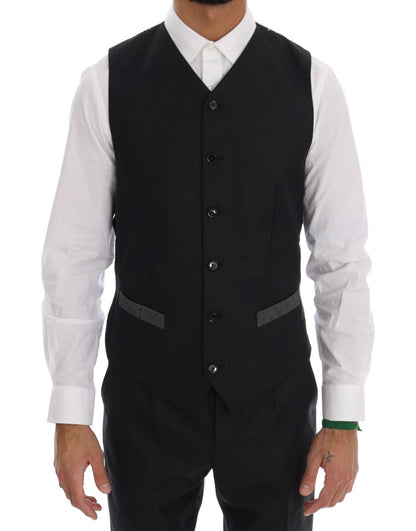 Costume croisé gris élégant en laine Dolce &amp; Gabbana