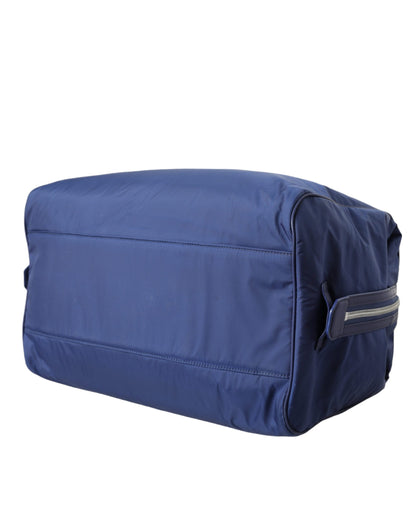 Sac de voyage à bandoulière Dolce &amp; Gabbana en nylon bleu et cuir de veau