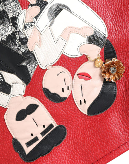 Sac cabas Dolce &amp; Gabbana en cuir rouge avec patch #DGFamily