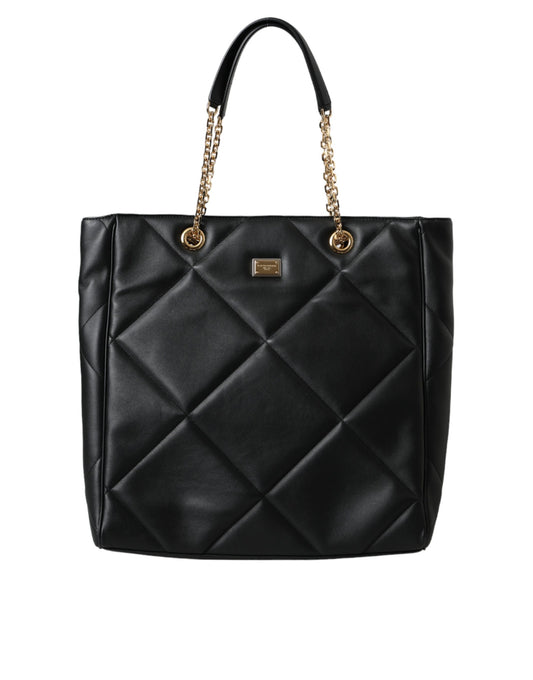 Sac cabas matelassé en cuir noir Dolce &amp; Gabbana JUNGLE