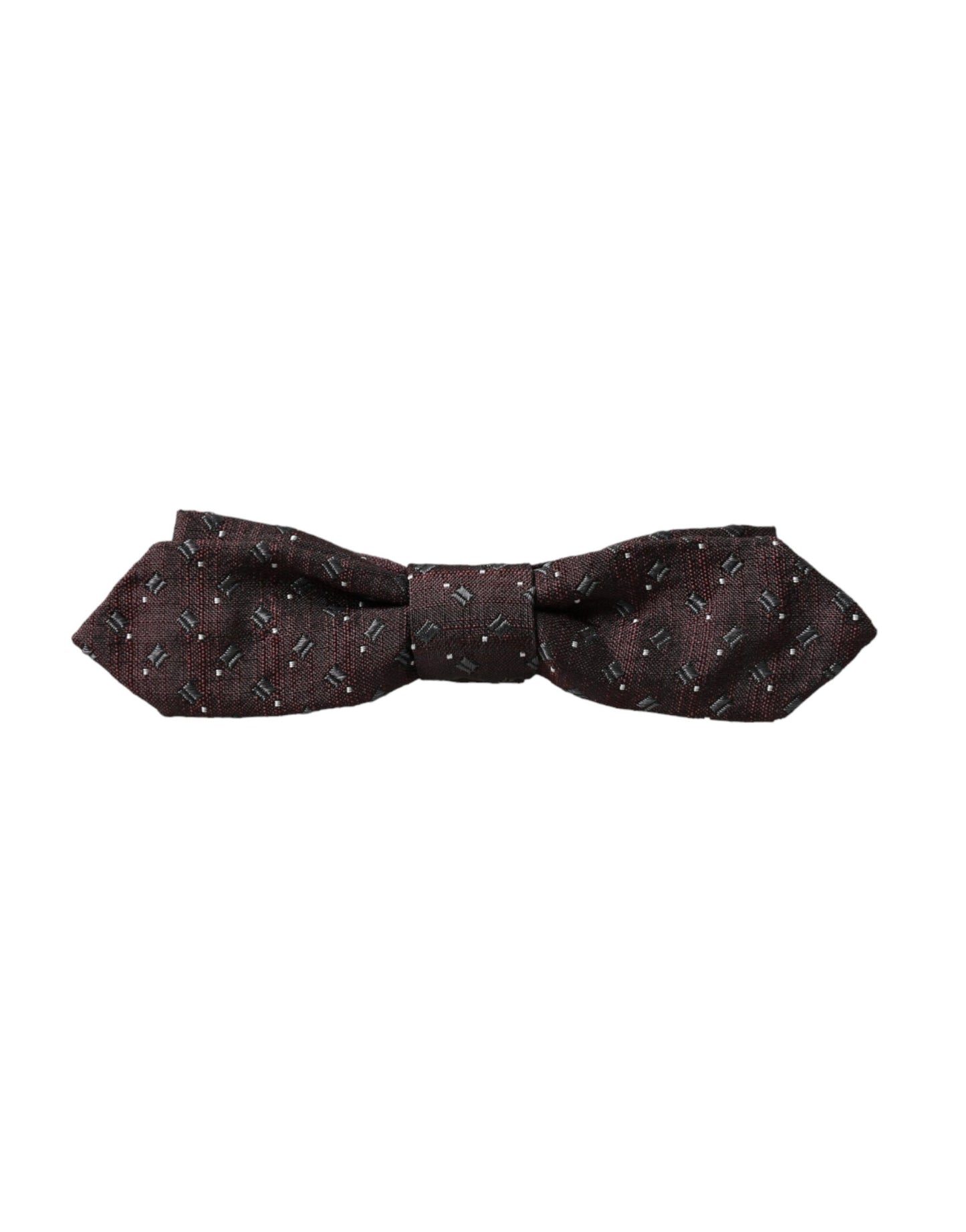 Dolce &amp; Gabbana Maroon Silk Patterned Adjustable Neck Papillon Bow Tie