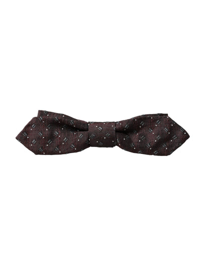 Dolce &amp; Gabbana Maroon Silk Patterned Adjustable Neck Papillon Bow Tie
