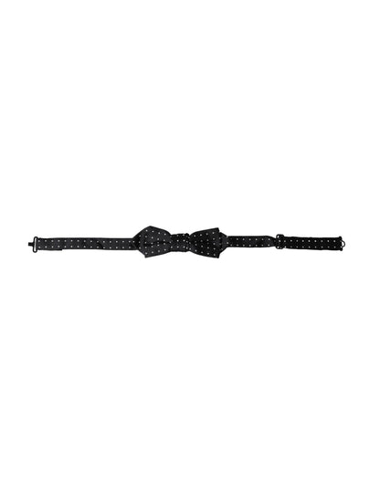 Nœud papillon ajustable en soie noire à pois Dolce &amp; Gabbana pour homme