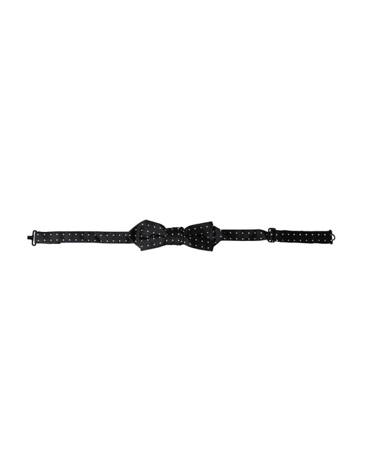 Nœud papillon ajustable en soie noire à pois Dolce &amp; Gabbana pour homme
