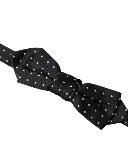 Nœud papillon ajustable en soie noire à pois Dolce &amp; Gabbana pour homme