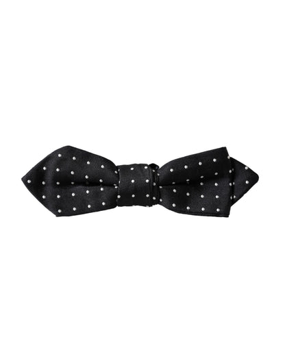 Nœud papillon ajustable en soie noire à pois Dolce &amp; Gabbana pour homme