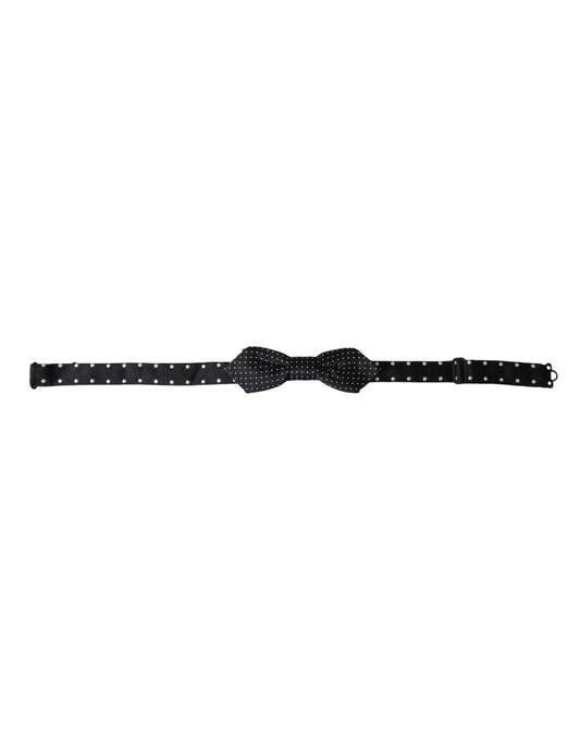 Nœud papillon ajustable en soie noire à pois Dolce &amp; Gabbana pour homme